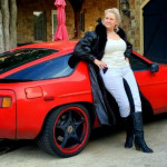 Full Length Black Leather Coat with Fox Tuxedo Collar and Fur Interior