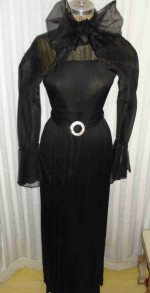 Vtg 70s Jersey Gown Bell Sleeves Edwardian-era Inspired