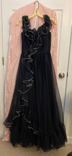 Vintage 1985 prom dress, dark blue