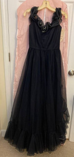 Vintage 1985 prom dress, dark blue