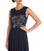 R&M Richards navy brocade sequined lace chiffon dress sz 14, wedding