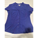 Dana Buchman Top Womens Mediun Purple Button Up Blouse V Neck