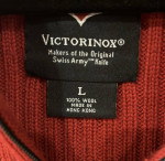 VICTORINOX SWISS ARMY RED WOOL NORDIC CROSS 1/4 ZIP SWEATER LARGE VTG