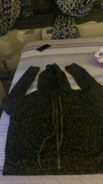 Leopard crop zipper up sweatshirt