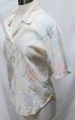 Vintage White Pastel Floral Pattern Blouse By American Spectator By La