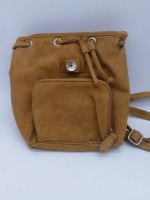 Tan Suede Backpack Purse w/Magnetic Snap Closure EUC
