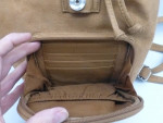 Tan Suede Backpack Purse w/Magnetic Snap Closure EUC