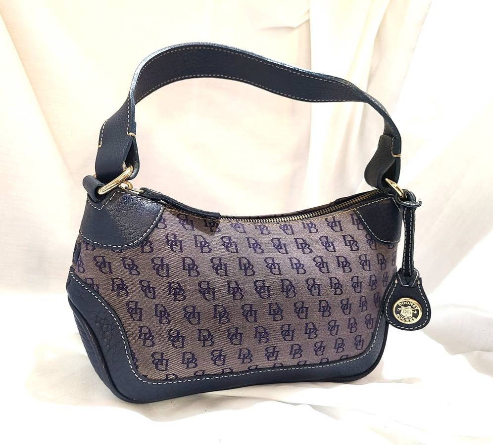 Dooney & Bourke Small Purse Monogram Gray Blue Leather Shoulder Bag