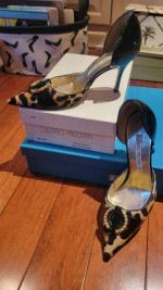 LUCIANO PADOVAN Leather Pumps Leopard Rhinestone PonyHair & Patent - 6