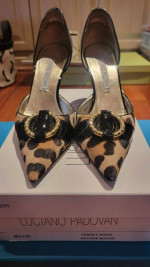 LUCIANO PADOVAN Leather Pumps Leopard Rhinestone PonyHair & Patent - 6