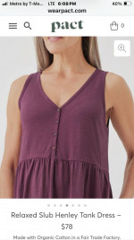 NWT-Pact organic cotton womens sleeveless dress
