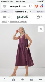 NWT-Pact organic cotton womens sleeveless dress