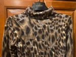 Neiman Marcus Cashmere Animal Print Turtleneck Sweater Shirt - XS