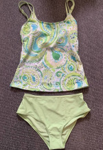 NWT Blue/Green Paisley 2-Piece Tankini Bathing/Swim Suit Size SMALL