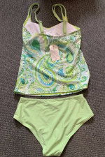 NWT Blue/Green Paisley 2-Piece Tankini Bathing/Swim Suit Size SMALL