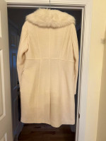 NEW GUESS women’s long ivory wool mix overcoat XL