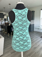 Teal Lace Back Tank