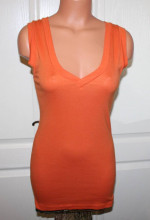 NWT! MICHAEL STARS Orange XS-MED Fitted V-Neck Sleeveless Stretch Tee