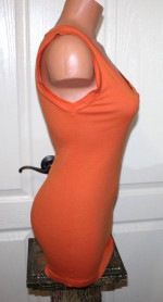 NWT! MICHAEL STARS Orange XS-MED Fitted V-Neck Sleeveless Stretch Tee