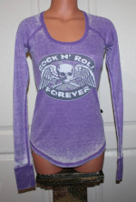 LIKE NEW Butter Super Soft Purple Rock N Roll Skull Burnout Thermal