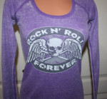 LIKE NEW Butter Super Soft Purple Rock N Roll Skull Burnout Thermal