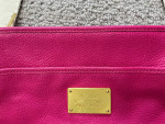 Upcycled hot pink Ralph Lauren leather purse beaded strap gold metal