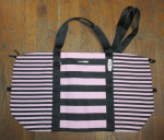 Victoria's Secret Extra Large Pink & Black Striped Tote Bag (New)