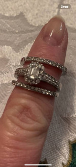 Diamond engagement ring set 3 piece.  14K white gold.