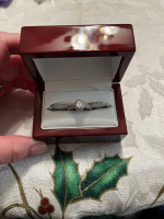 Diamond engagement ring set 3 piece.  14K white gold.