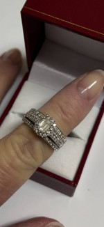 Diamond engagement ring set 3 piece.  14K white gold.