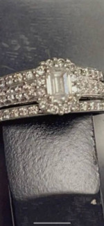 Diamond engagement ring set 3 piece.  14K white gold.