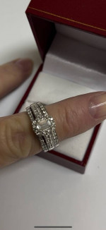 Diamond engagement ring set 3 piece.  14K white gold.
