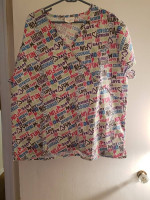 NEW...4 Scrub Tops prints 1 Black Pants