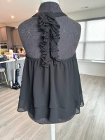 Black Boutique Ruffle Tank - Size Medium