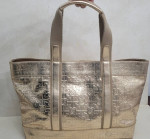 Tory Burch Logo Pelther Gold Canvas Large Tote Bag Purse