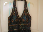 Adrianna Papell Silk Turquoise/Bronze Halter Prom/Formal Dress-NEW-sz4