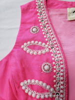 Pink 100% Silk Vest Adorned with Intricate Beading and Sequins