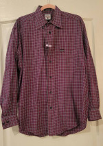 FACONNABLE Men’s Cotton Burgundy Purple White Plaid Shirt - Sz M