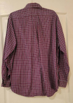 FACONNABLE Men’s Cotton Burgundy Purple White Plaid Shirt - Sz M