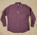 FACONNABLE Men’s Cotton Burgundy Purple White Plaid Shirt - Sz M