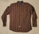 FACONNABLE Men’s Cotton Browns Burgundy Gold Plaid Shirt - Sz M