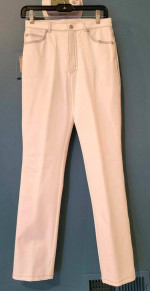 ESCADA Women’s Bright White w Blue Stitch Pants Straight Sz 36 (6)
