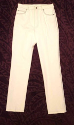ESCADA Women’s Bright White w Blue Stitch Pants Straight Sz 36 (6)