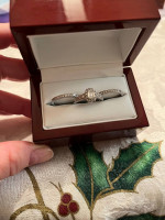 Women's Emerald 3 Piece Diamond Engagement Wedding Ring Set. 14K
