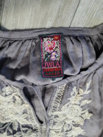 JOHNNY WAS JWLA Gray Embroidered Linen Dress Tunic