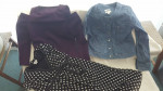Ladies, blue jeans, pants, accessories.