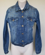 ZARA MINT/PERFECT Distressed Denim STUDDED (Cone) Jacket Sz LG