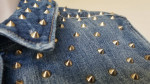 ZARA MINT/PERFECT Distressed Denim STUDDED (Cone) Jacket Sz LG