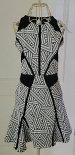 NEW PARKER NYC Sleeveless Black & White Rayon Blend Dress - Sz M