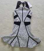 NEW PARKER NYC Sleeveless Black & White Rayon Blend Dress - Sz M